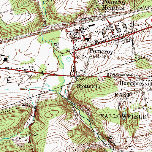 Topographic Map of Stottsville, PA