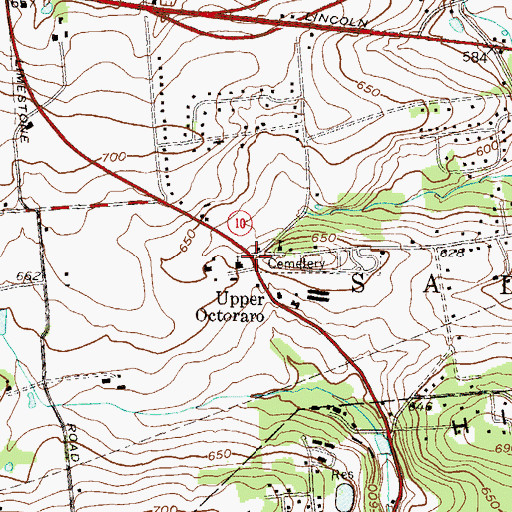 Topographic Map of Upper Octoraro, PA