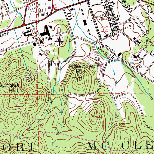 Topographic Map of Howitzer Hill, AL