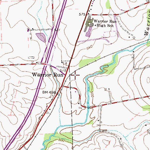 Topographic Map of Warrior Run, PA