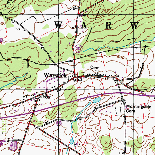Topographic Map of Warwick, PA