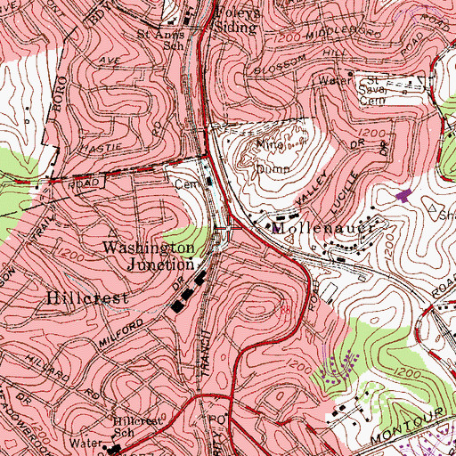 Topographic Map of Washington Junction, PA