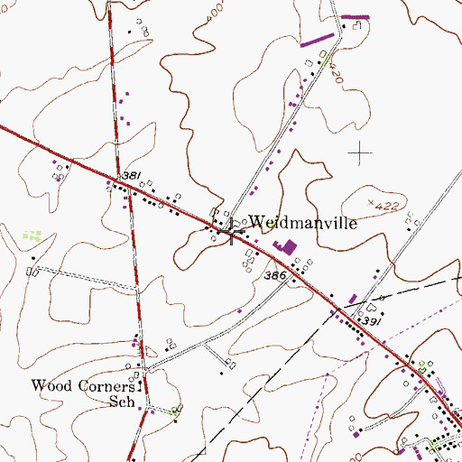Topographic Map of Weidmanville, PA