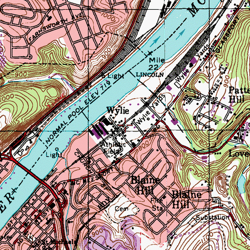 Topographic Map of Wylie, PA