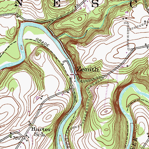 Topographic Map of Zenith, PA