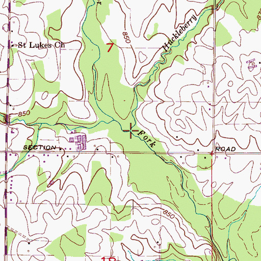Topographic Map of Huckleberry Branch, AL