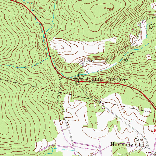 Topographic Map of Joanna Furnace, PA