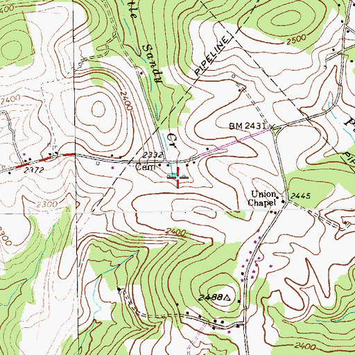 Topographic Map of Boal School, PA