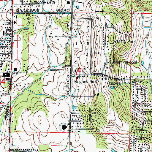 Topographic Map of Hughs Road Church, AL