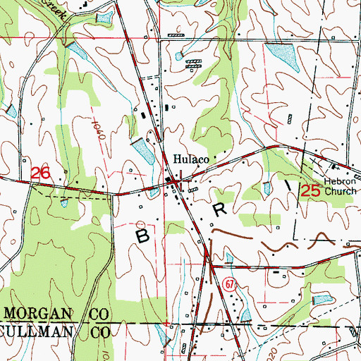 Topographic Map of Hulaco, AL