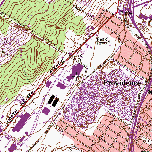Topographic Map of Keyser Industrial Park, PA
