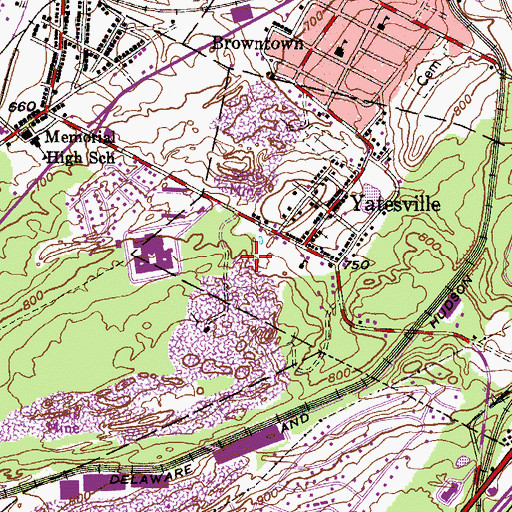 Topographic Map of Yatesville Lower Tunnel (historical), PA