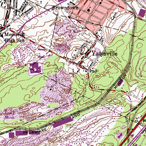 Topographic Map of Yatesville Upper Tunnel (historical), PA