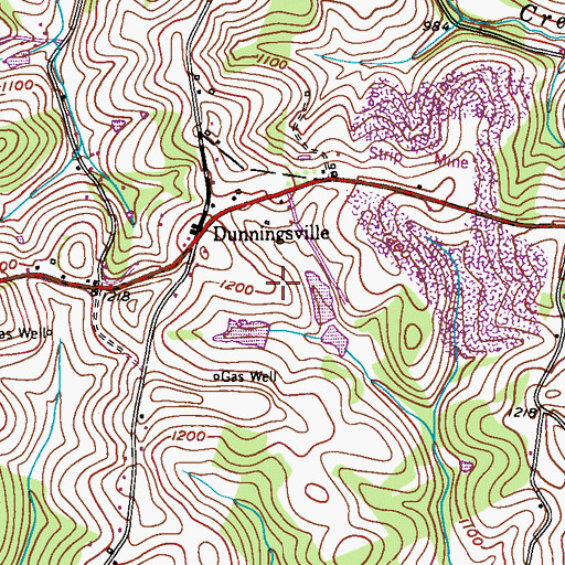 Topographic Map of Rolling Green, PA