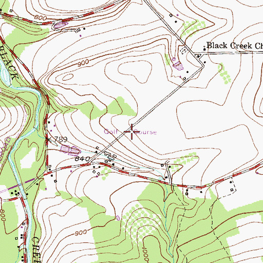 Topographic Map of Sugarloaf Golf Course, PA
