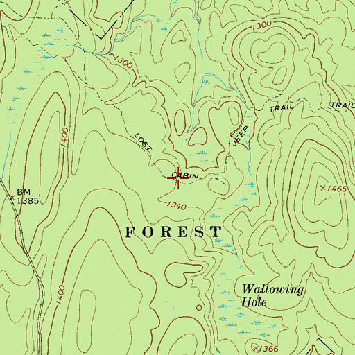 Topographic Map of Lost Cabin Trail, PA