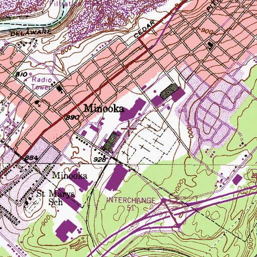 Topographic Map of Southside Industrial Park, PA