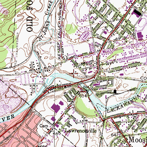 Topographic Map of Old Forge Number 2 Shaft, PA