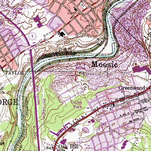 Topographic Map of Oakhill Colliery (historical), PA