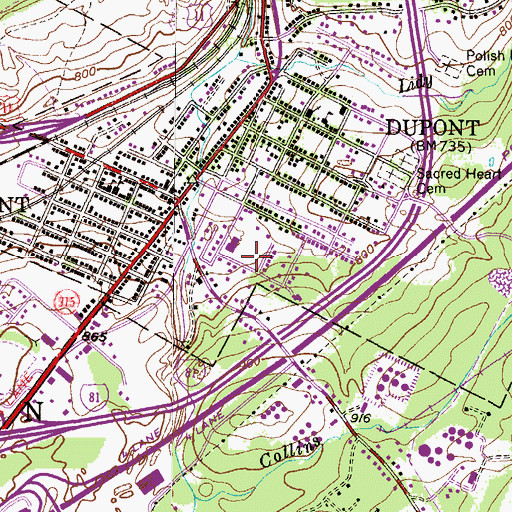 Topographic Map of Elmwood Shaft, PA