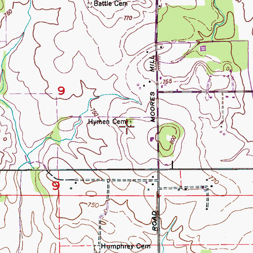 Topographic Map of Hymen Cemetery, AL