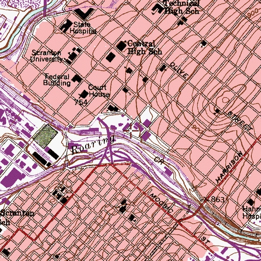 Topographic Map of University of Scranton, PA