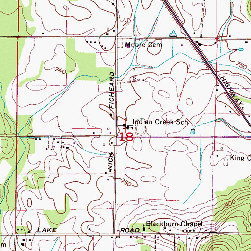 Topographic Map of Indian Creek Junior High School, AL