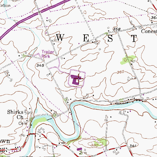 Topographic Map of Brownstown Vocational Technical School, PA
