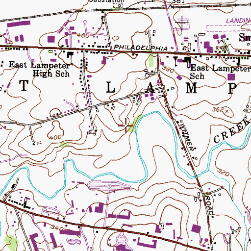 Topographic Map of East Lampeter Township Community Park, PA