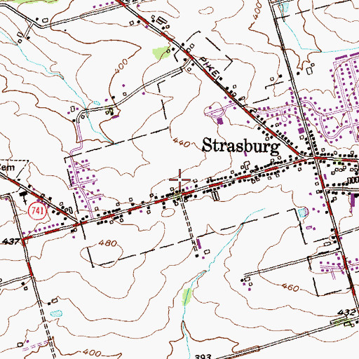 Topographic Map of Strasburg Jaycee Park, PA