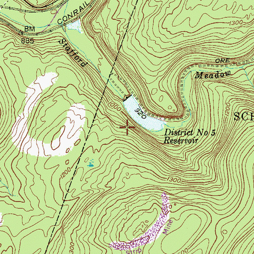 Topographic Map of Montage Ski Area, PA
