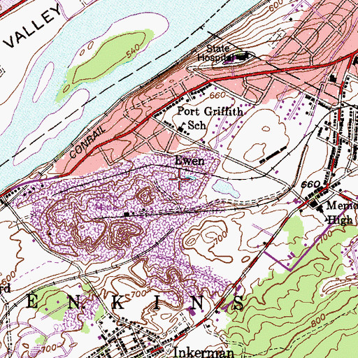 Topographic Map of Ewin Breaker (historical), PA