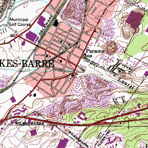 Topographic Map of Calvin Parsons Elementary School, PA