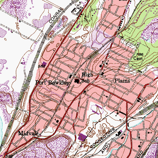 Topographic Map of Plains Junior High School, PA