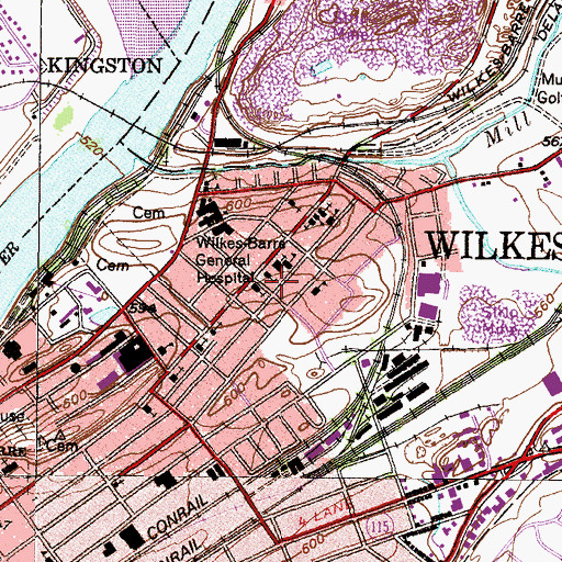 Topographic Map of Daniel J Flood Elementary School, PA