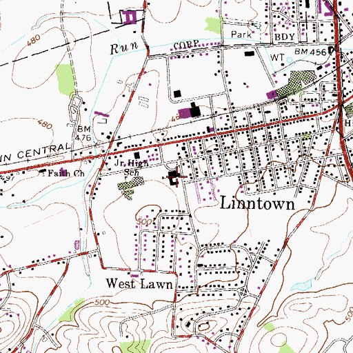 Topographic Map of Linntown Elementary School, PA