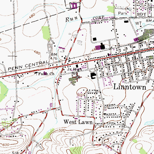 Topographic Map of Lewisburg Area Middle School, PA