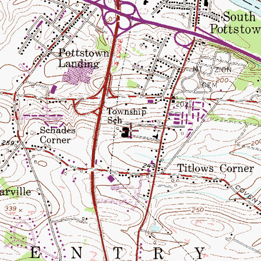 Topographic Map of North Coventry Elementary School, PA