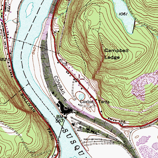 Topographic Map of Coxton, PA
