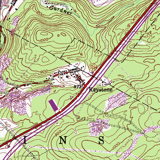Topographic Map of Keystone Colliery, PA
