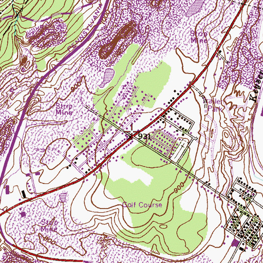 Topographic Map of Pyneville, PA