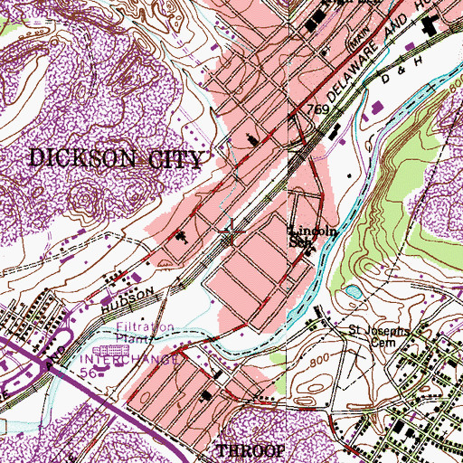Topographic Map of Dickson Station, PA