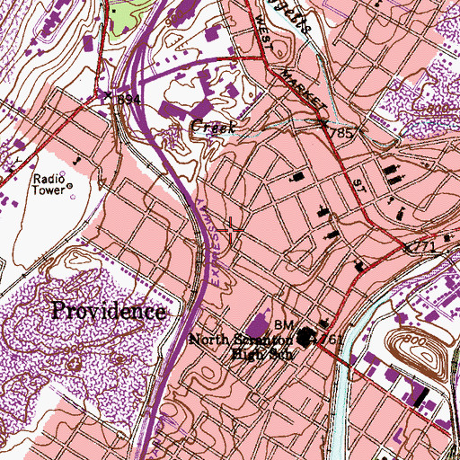 Topographic Map of Von Storch Shaft, PA