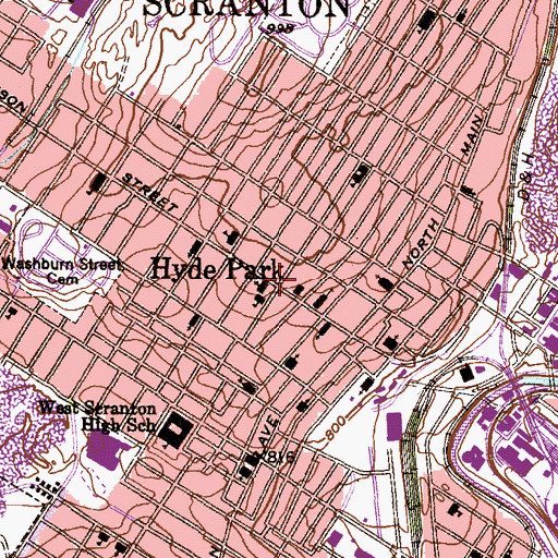 Topographic Map of Saint Patricks Colliery, PA