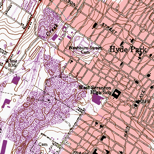Topographic Map of Central Shaft, PA