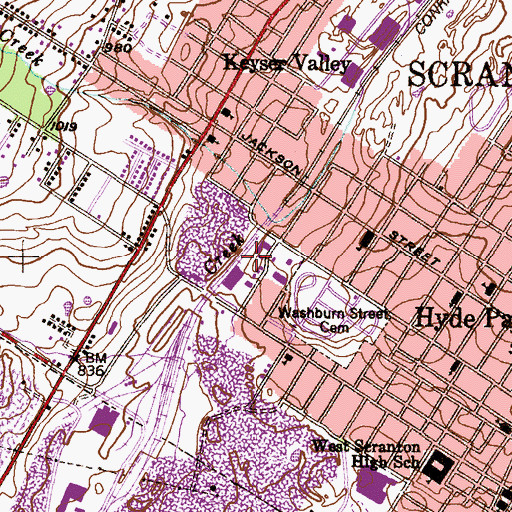 Topographic Map of Hyde Park Shaft, PA