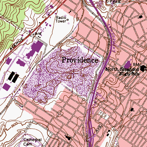 Topographic Map of Brisbin Shaft, PA