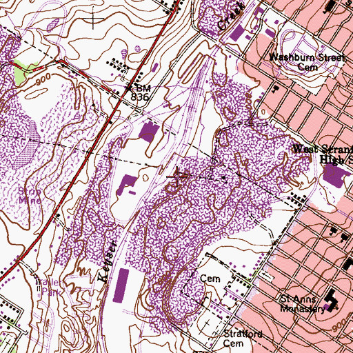 Topographic Map of Hampton Shaft, PA