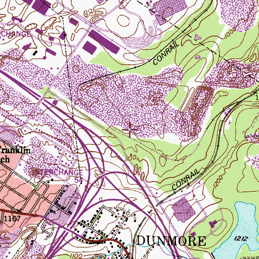 Topographic Map of Swartz Tunnel, PA