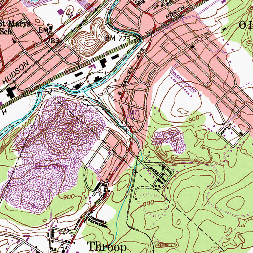 Topographic Map of Olyphant Number Two Shaft, PA